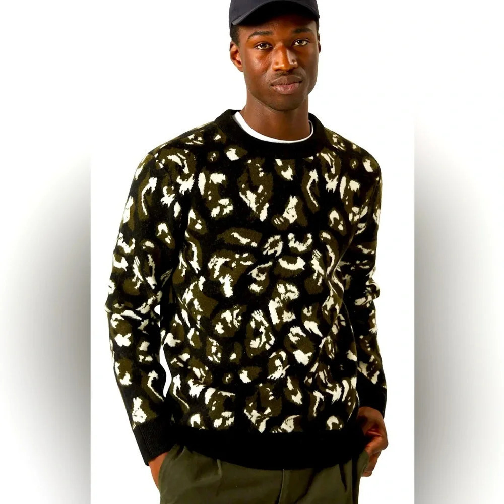 MINIMUM Sz M Wool Blend Crew Neck Abstract Pattern Design Sweater NEW WITH TAGS